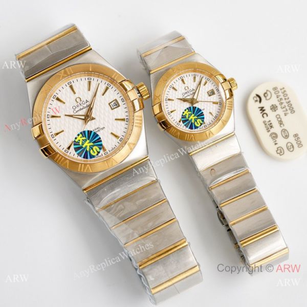 Swiss Quality Omega Double Eagle Couple Watches 8215 Movement 2-Tone Rose Gold Blue Swiss Quality Omega Double Eagle Couple Watches 8215 Movement 2-Tone Rose Gold Blue