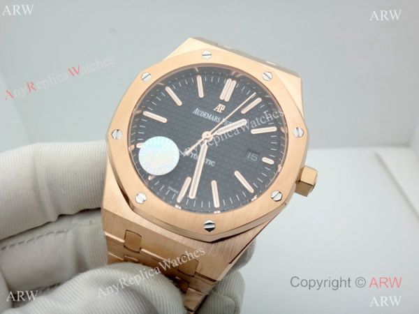 ZF Factory Audemars Piguet Royal Oak 9015 Black Dial Rose Gold Watch 41mm ZF Factory Audemars Piguet Royal Oak 9015 Black Dial Rose Gold Watch 41mm