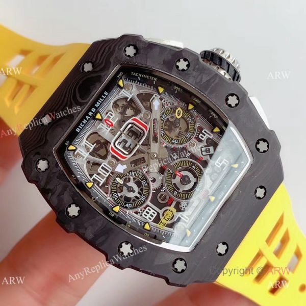 KV Factory V2 Upgraded Carbon Richard Mille RM011 Yellow Rubber Band Replica Watches For Sale KV Factory V2 Upgraded Carbon Richard Mille RM011 Yellow Rubber Band Replica Watches For Sale