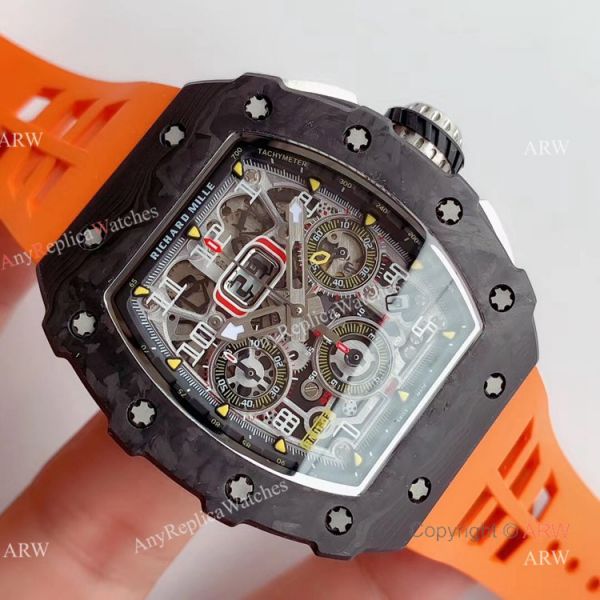 KV Factory V2 Upgraded Knockoff Richard Mille RM011 Orange Rubber Band Carbon Watch KV Factory V2 Upgraded Knockoff Richard Mille RM011 Orange Rubber Band Carbon Watch