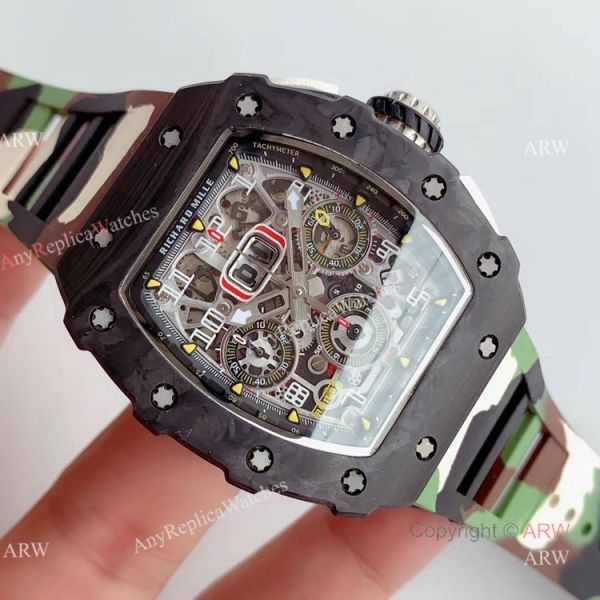 KV Factory V2 Upgraded Replica Richard Mille RM-011 Carbon Watch With Camouflage Richard Mille Strap KV Factory V2 Upgraded Replica Richard Mille RM-011 Carbon Watch With Camouflage Richard Mille Strap