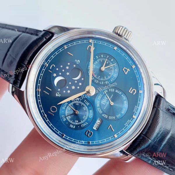 V9 Factory Replica IWC Perpetual Calendar Chronograph Blue Dial Moonphase Watch V9 Factory Replica IWC Perpetual Calendar Chronograph Blue Dial Moonphase Watch