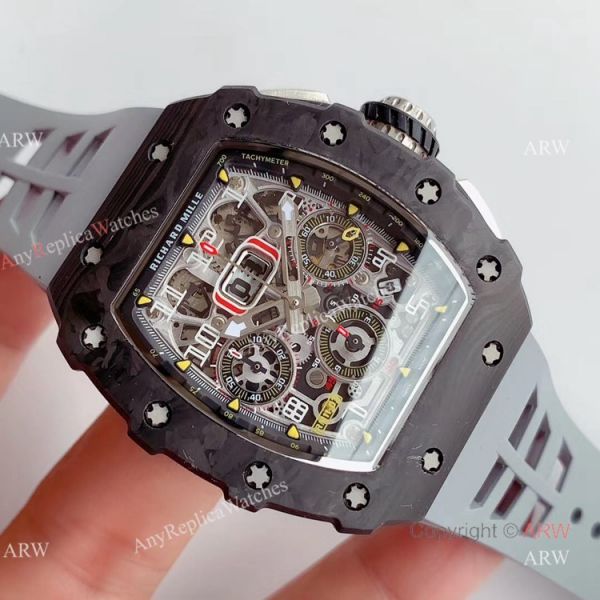 V2 NEW UPGRADED KV Factory Richard Mille RM011 Carbon Case Grey Rubber Band Mens Watch Best Replica V2 NEW UPGRADED KV Factory Richard Mille RM011 Carbon Case Grey Rubber Band Mens Watch Best Replica
