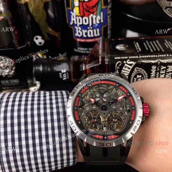 Copy Roger Dubuis Excalibur Skeleton Double Flying Tourbillon Watch SS Case Copy Roger Dubuis Excalibur Skeleton Double Flying Tourbillon Watch SS Case