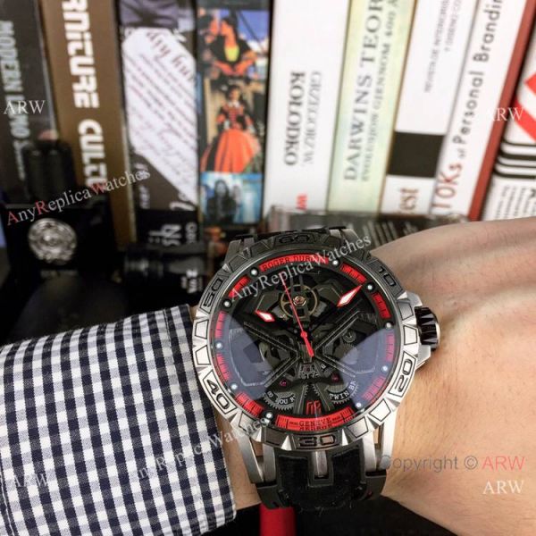 Fake Roger Dubuis Excalibur Lamborghini Huracan Watches Titanium Blue Rubber Band 46mm Fake Roger Dubuis Excalibur Lamborghini Huracan Watches Titanium Blue Rubber Band 46mm
