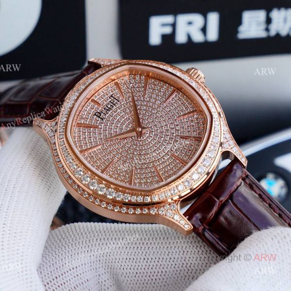 Swiss Grade Replica Piaget Black Tie Rose Gold Diamond Mens Automatic Watches Swiss Grade Replica Piaget Black Tie Rose Gold Diamond Mens Automatic Watches