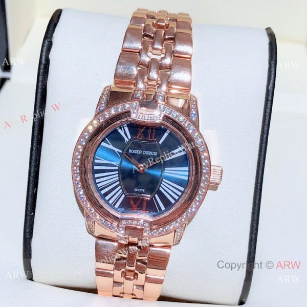 Copy Roger Dubuis Velvet Quartz Watches Rose Gold Black Dial Copy Roger Dubuis Velvet Quartz Watches Rose Gold Black Dial