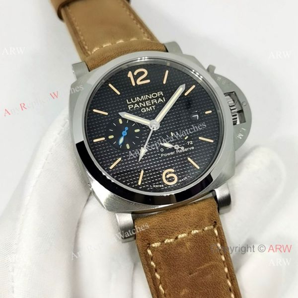 Copy Panerai Luminor GMT Pam1537 Watch 44mm SS Power Reserve Face Copy Panerai Luminor GMT Pam1537 Watch 44mm SS Power Reserve Face