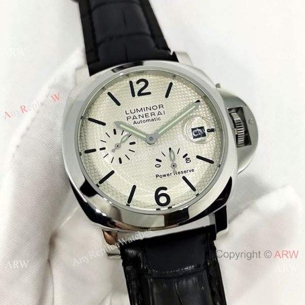 Fake Officine Luminor Power Reserve Watch White Dial Black Leather Band Fake Officine Luminor Power Reserve Watch White Dial Black Leather Band
