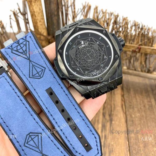 Best Replica Hublot Big Bang Sang Bleu II Watches Blacksteel Blue Gummy Strap Best Replica Hublot Big Bang Sang Bleu II Watches Blacksteel Blue Gummy Strap