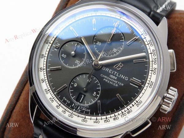 (BLS) New Breitling Premier Chronograph Replica Watch Black Dial Black Leather Strap (BLS) New Breitling Premier Chronograph Replica Watch Black Dial Black Leather Strap