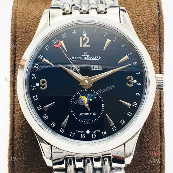 (JLF) Replica Jaeger-Lecoultre Master Ultra Thin Stainless Steel Black Dial Watch For Men (JLF) Replica Jaeger-Lecoultre Master Ultra Thin Stainless Steel Black Dial Watch For Men