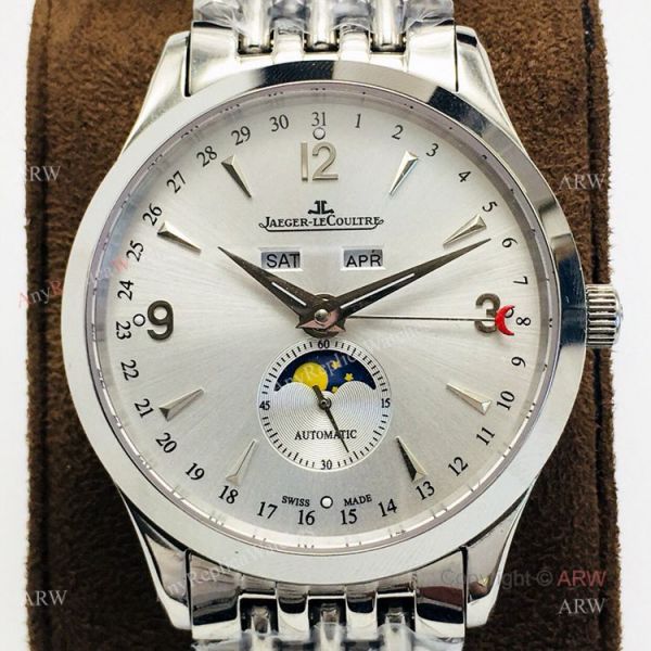 (JLF) Swiss Copy Jaeger-Lecoultre Moonphase Silver Dial Watch For Men (JLF) Swiss Copy Jaeger-Lecoultre Moonphase Silver Dial Watch For Men