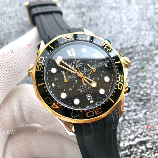 Replica Omega Seamaster 300m Watches Two Tone Blue Chronograph Omega Clone Watch Replica Omega Seamaster 300m Watches Two Tone Blue Chronograph Omega Clone Watch