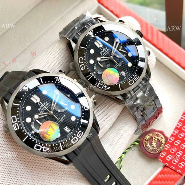 Solid Black Omega Seamaster 300M Chronograph Watch Replica Solid Black Omega Seamaster 300M Chronograph Watch Replica