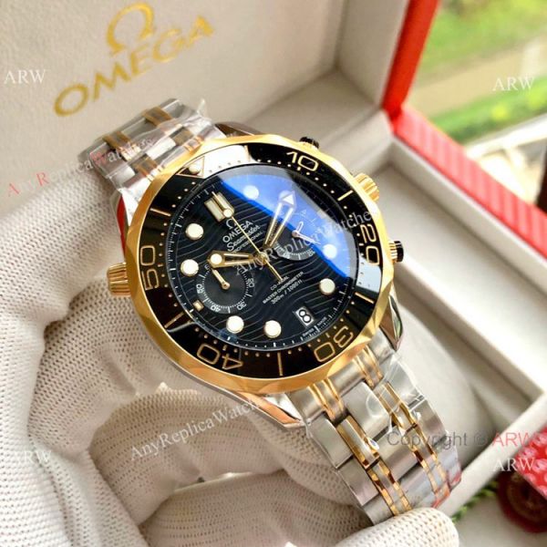 Copy Omega Seamaster 300M Chronograph Watch Two Tone Rose Gold Dark Blue Dial Copy Omega Seamaster 300M Chronograph Watch Two Tone Rose Gold Dark Blue Dial