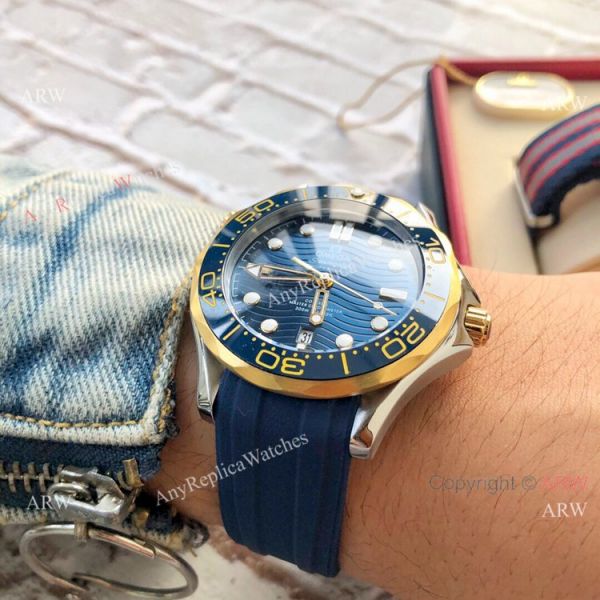New Copy Omega Seamaster Diver 300 M Wristwatch 2-Tone Blue Ceramic New Copy Omega Seamaster Diver 300 M Wristwatch 2-Tone Blue Ceramic