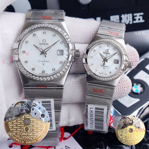 New Replica Omega Constellation Two Tone Diamond Bezel Omega Couple Watch New Replica Omega Constellation Two Tone Diamond Bezel Omega Couple Watch