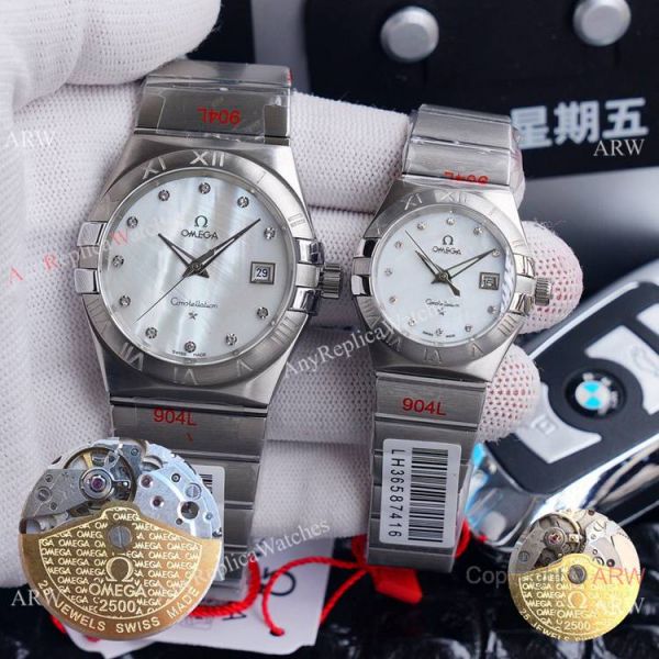 New Omega Constellation Two Tone Rose Gold White MOP Dial Wrist Omega Couple Watch New Omega Constellation Two Tone Rose Gold White MOP Dial Wrist Omega Couple Watch