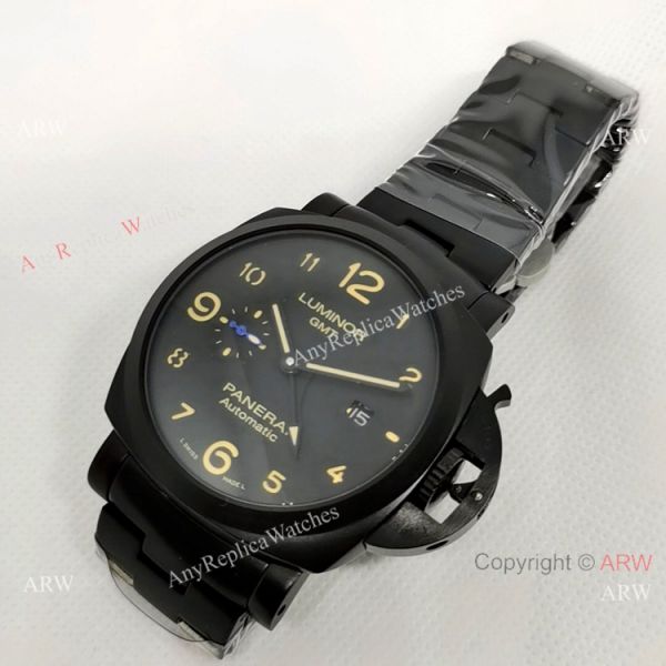 Fake Panerai Luminor GMT PAM 1441 Men Watch Black Steel Fake Panerai Luminor GMT PAM 1441 Men Watch Black Steel