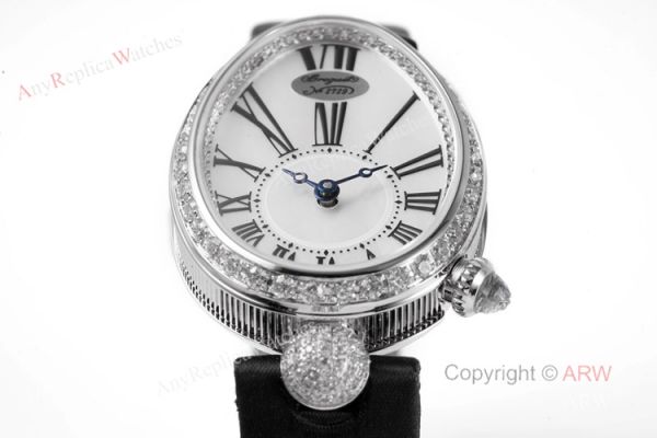 Replica Breguet Reine De Naples Watch White Roman Numberals With Diamond Bezel Replica Breguet Reine De Naples Watch White Roman Numberals With Diamond Bezel