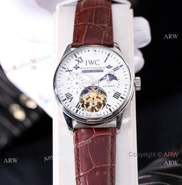New IWC Schaffhausen Complications Men Watch White Dial Brown Leather Strap New IWC Schaffhausen Complications Men Watch White Dial Brown Leather Strap