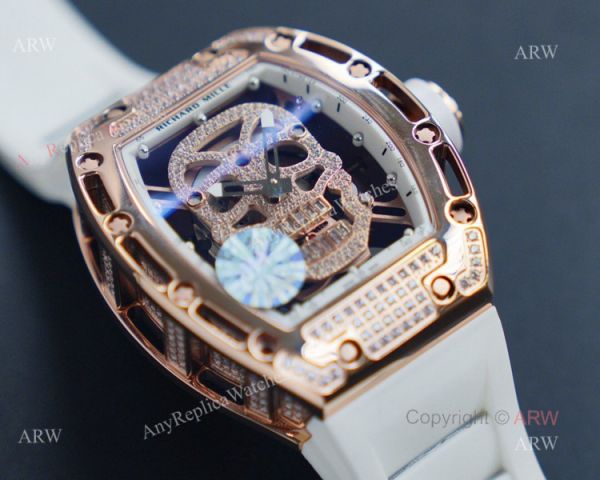 Replica Richard Mille Skull RM052 Rose Gold Diamond Watch Replica Richard Mille Skull RM052 Rose Gold Diamond Watch