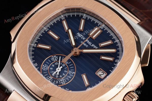 New Patek Philippe Nautilus Rose Gold And Silver Blue Dial Chronograph Swiss Replica Watches New Patek Philippe Nautilus Rose Gold And Silver Blue Dial Chronograph Swiss Replica Watches