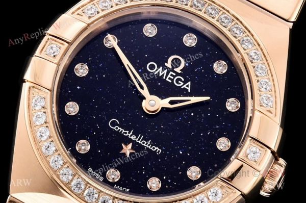 GF Factory Swiss Replica Omega Constellation Black Aventurine Dial Rose Gold Diamond Watch GF Factory Swiss Replica Omega Constellation Black Aventurine Dial Rose Gold Diamond Watch