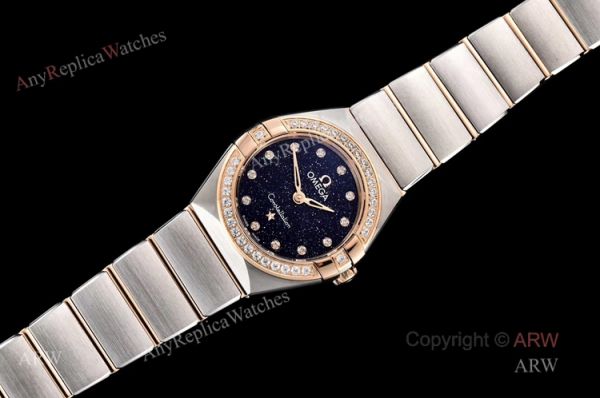 GF Factory Swiss Replica Omega Constellation Two Tone Rose Gold Diamond Watch With Black Aventurine Dial GF Factory Swiss Replica Omega Constellation Two Tone Rose Gold Diamond Watch With Black Aventurine Dial
