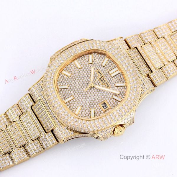 Iced Out Patek Philippe 5719 Patek Philippe Nautilus Bust Down All Gold Watch Replica Iced Out Patek Philippe 5719 Patek Philippe Nautilus Bust Down All Gold Watch Replica