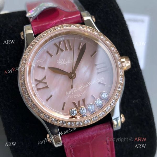 Swiss Replica Chopard Happy Diamonds Ladies Watch With Rose Gold Diamond Bezel Swiss Replica Chopard Happy Diamonds Ladies Watch With Rose Gold Diamond Bezel