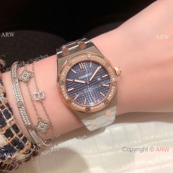 Clone Audemars Piguet Royal Oak Ladies Watch Two Tone Rose Gold Diamond Clone Audemars Piguet Royal Oak Ladies Watch Two Tone Rose Gold Diamond