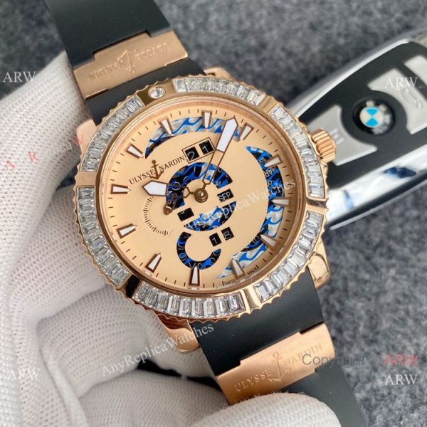Best Replica Ulysse Nardin Automatic Watches Chocolate Dial Diamond Bezel Best Replica Ulysse Nardin Automatic Watches Chocolate Dial Diamond Bezel