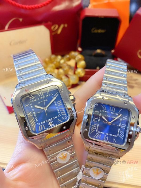 New! Japan Grade Santos De Cartier Couple Watch Stainless Steel Roman Markers New! Japan Grade Santos De Cartier Couple Watch Stainless Steel Roman Markers