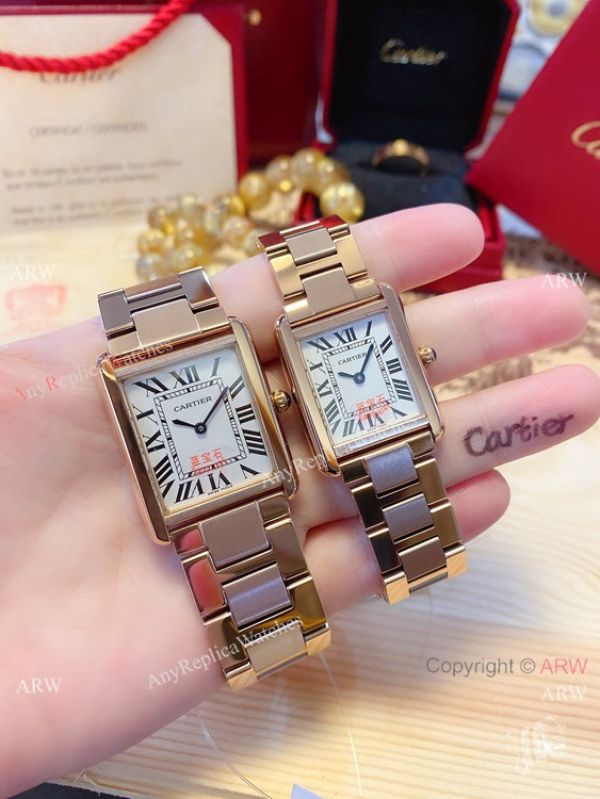 NEW! Replica Cartier Tank Solo Yellow Gold Couple Watches Quartz NEW! Replica Cartier Tank Solo Yellow Gold Couple Watches Quartz