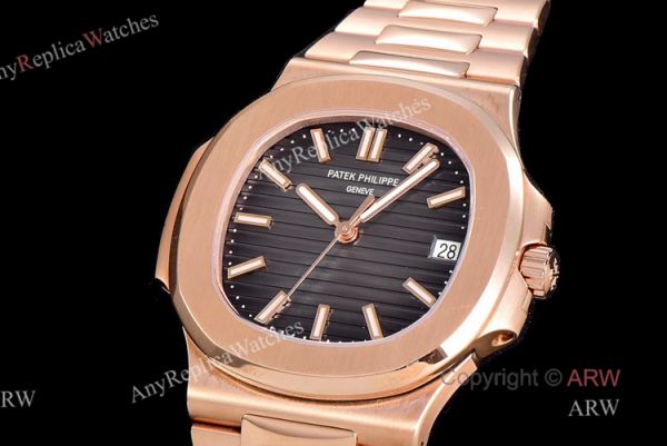 (GR) V2 Version 5711 Patek Philippe Nautilus Rose Gold Grey Dial Swiss Clone Watches (GR) V2 Version 5711 Patek Philippe Nautilus Rose Gold Grey Dial Swiss Clone Watches