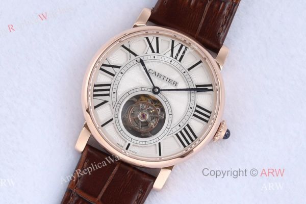 Best Version New Cartier Rotonde De Cartier Tourbillon Rose Gold Case White Roman Dial Replica Watch Best Version New Cartier Rotonde De Cartier Tourbillon Rose Gold Case White Roman Dial Replica Watch