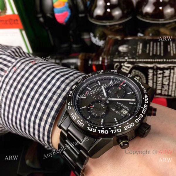 New Copy Tag Heuer Carrera Heuer 01 Black Steel Watch 43mm New Copy Tag Heuer Carrera Heuer 01 Black Steel Watch 43mm