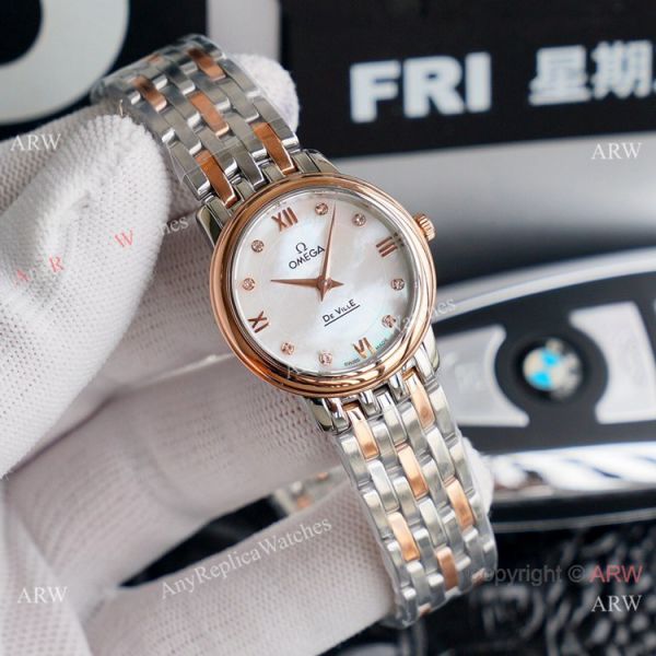 Swiss Quartz Omega De Ville 2-Tone Rose Gold Watches Women Size Swiss Quartz Omega De Ville 2-Tone Rose Gold Watches Women Size