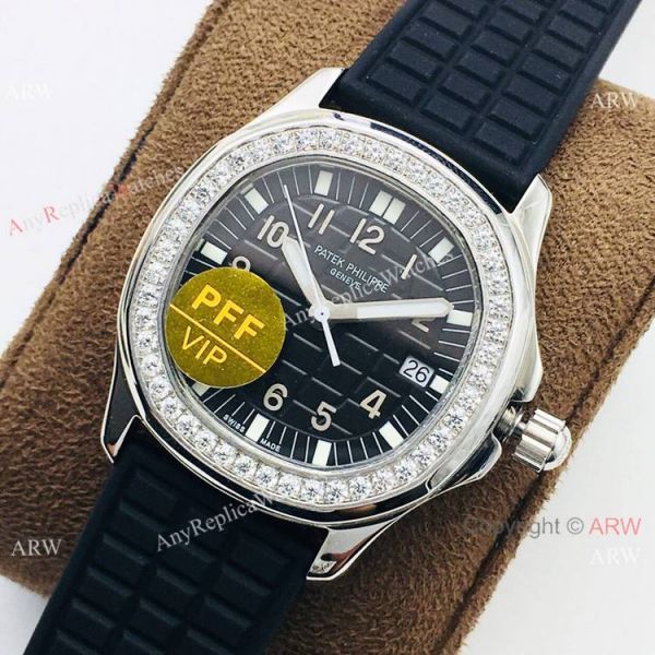 PFF Factory Copy Patek Philippe Aquanaut Luce Watch Black Dial Lady Size PFF Factory Copy Patek Philippe Aquanaut Luce Watch Black Dial Lady Size