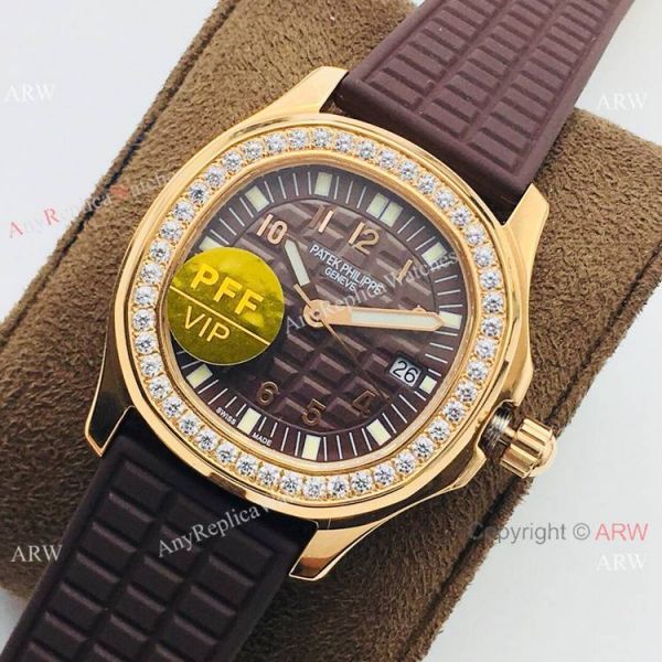 PFF Replica Patek Philippe Aquanaut Luce Lady Quartz Watch Chocolate Dial PFF Replica Patek Philippe Aquanaut Luce Lady Quartz Watch Chocolate Dial