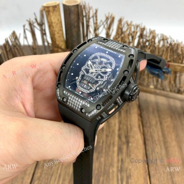 Luxury Replica Richard Mille Skull RM52-01 Watch Black Diamond Luxury Replica Richard Mille Skull RM52-01 Watch Black Diamond