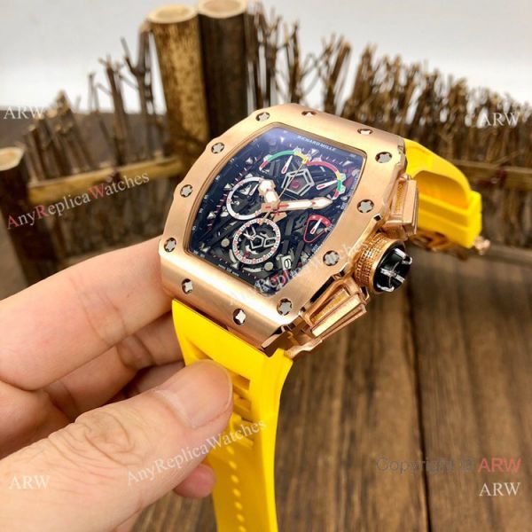 Japan Grade Richard Mille Rose Gold Chronograph Watch 50mm Japan Grade Richard Mille Rose Gold Chronograph Watch 50mm