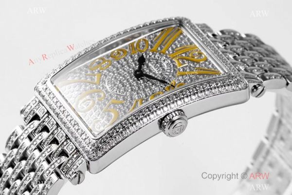 New! Swiss Grade Franck Muller Long Island Watch Full Diamond Yellow Markers New! Swiss Grade Franck Muller Long Island Watch Full Diamond Yellow Markers
