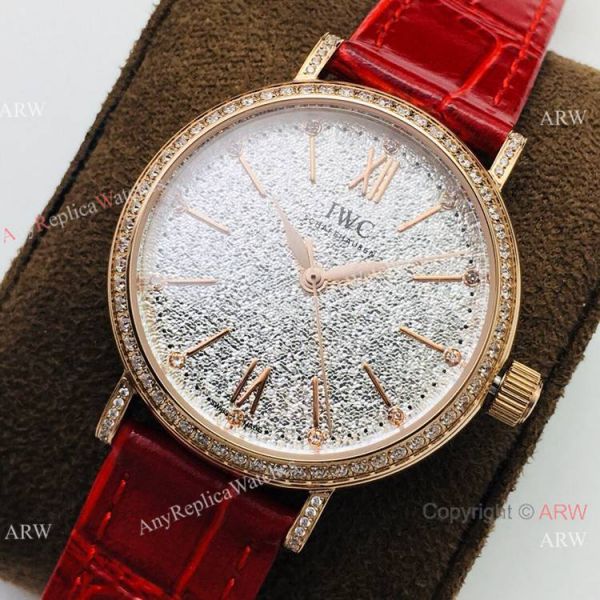 Swiss Copy IWC Portofino Rose Gold Diamond Bezel Lady Watch Swiss Copy IWC Portofino Rose Gold Diamond Bezel Lady Watch