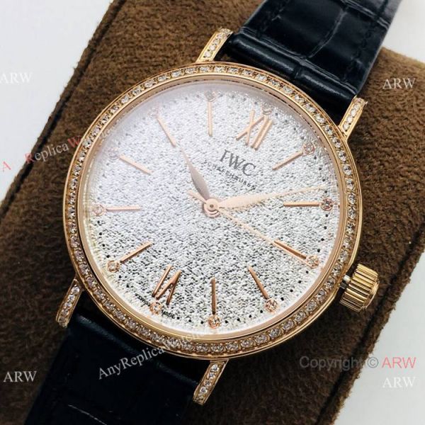 Swiss Copy IWC Portofino Ladies Watch Rose Gold Diamond Bezel Swiss Copy IWC Portofino Ladies Watch Rose Gold Diamond Bezel