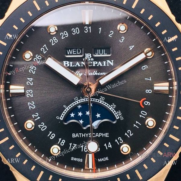 2020 New! Swiss Replica Blancpain Bathyscaphe Moon phase Rose Gold Watch 2020 New! Swiss Replica Blancpain Bathyscaphe Moon phase Rose Gold Watch