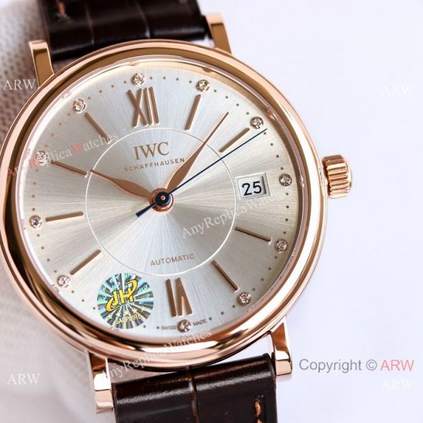 Swiss Replica IWC Portofino 37mm Lady Watch Silver Dial Rose Gold Swiss Replica IWC Portofino 37mm Lady Watch Silver Dial Rose Gold