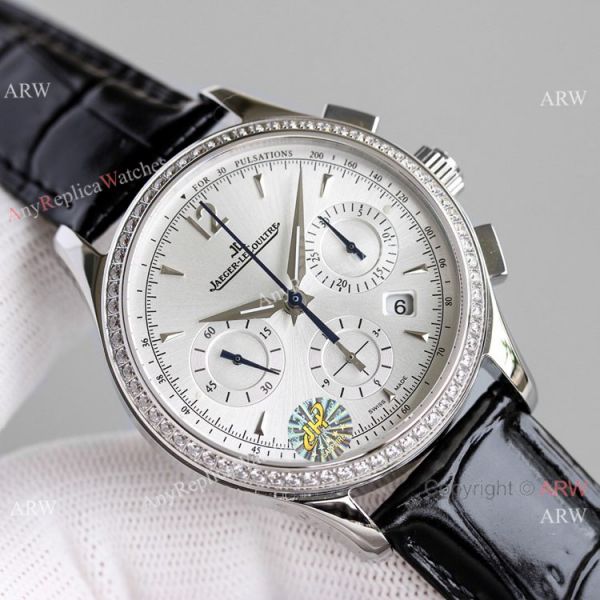 Swiss Fake Jaeger-LeCoultre Master Chronograph Watch Diamond Bezel Swiss Fake Jaeger-LeCoultre Master Chronograph Watch Diamond Bezel